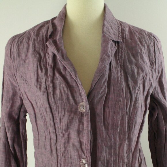 Javier Simorra Barcelona Crinkle Purple Single Breasted Blazer Jacket 10 NEW - Picture 2 of 10